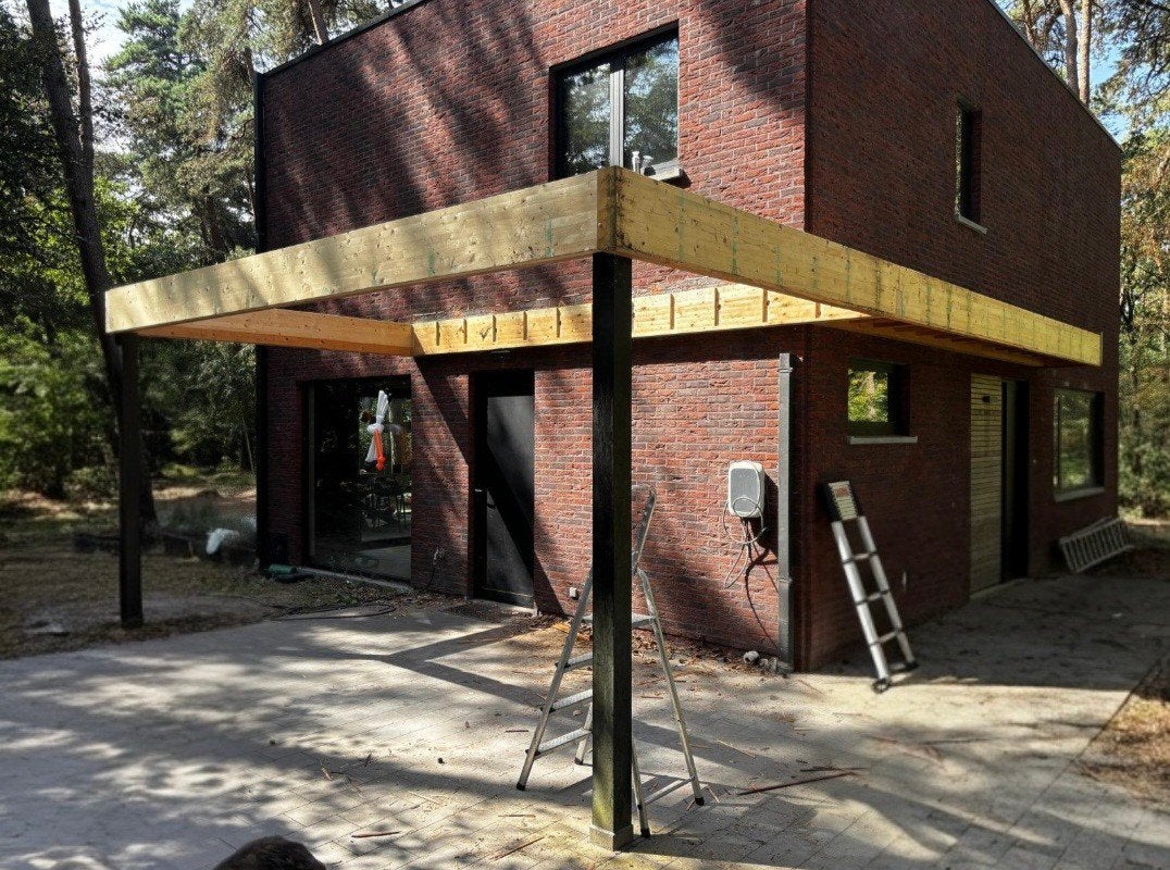 Carport geraamte Douglas hout en aluminium palen- 4 jaar oud, Ophalen of Verzenden, Carport