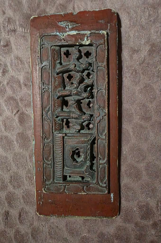Zeer oud antiek Chinees houten paneel, Ophalen of Verzenden