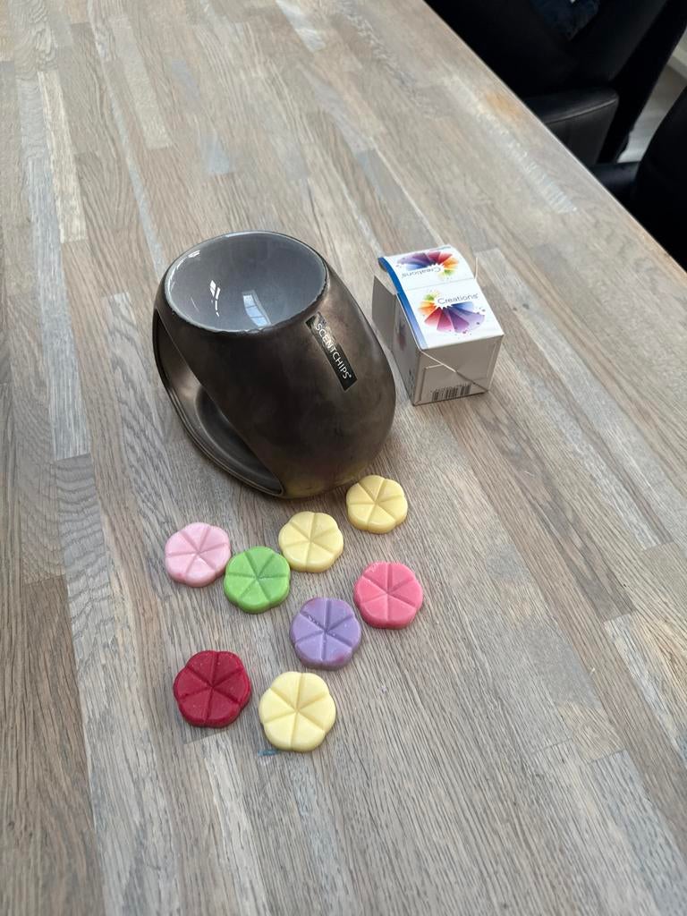 Scentchips brander met 7 geurchips, Verzenden, Zo goed als nieuw, Metaal, Grijs