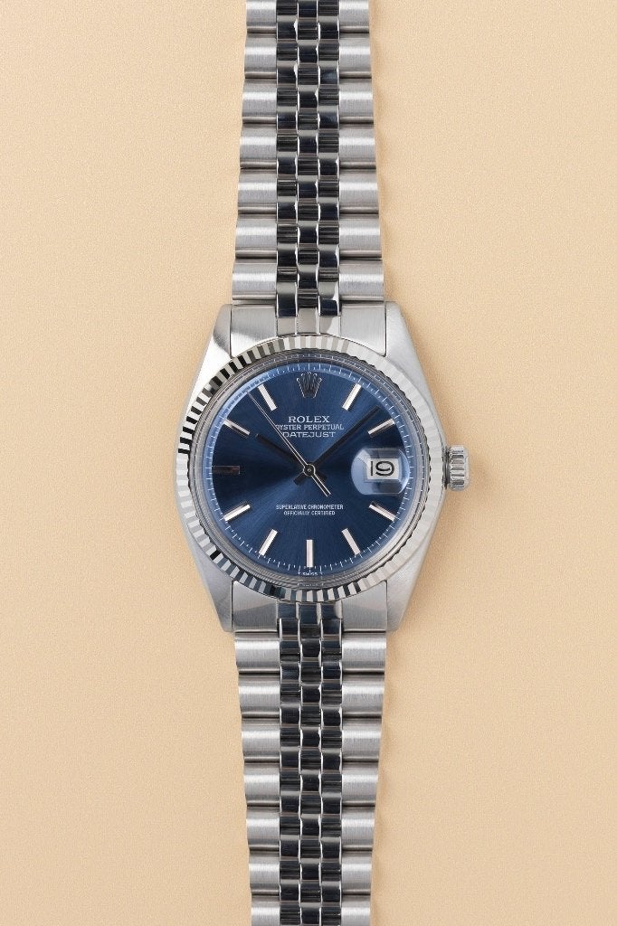 Rolex Datejust 1601 blauw full set, Ophalen, Staal, Polshorloge, Zo goed als nieuw