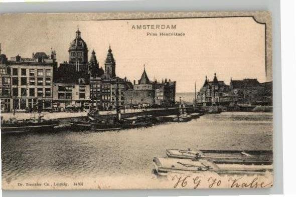 Amsterdam Prins Hendrikkade  st 1904, Ophalen of Verzenden, Voor 1920, Gelopen, Noord-Holland