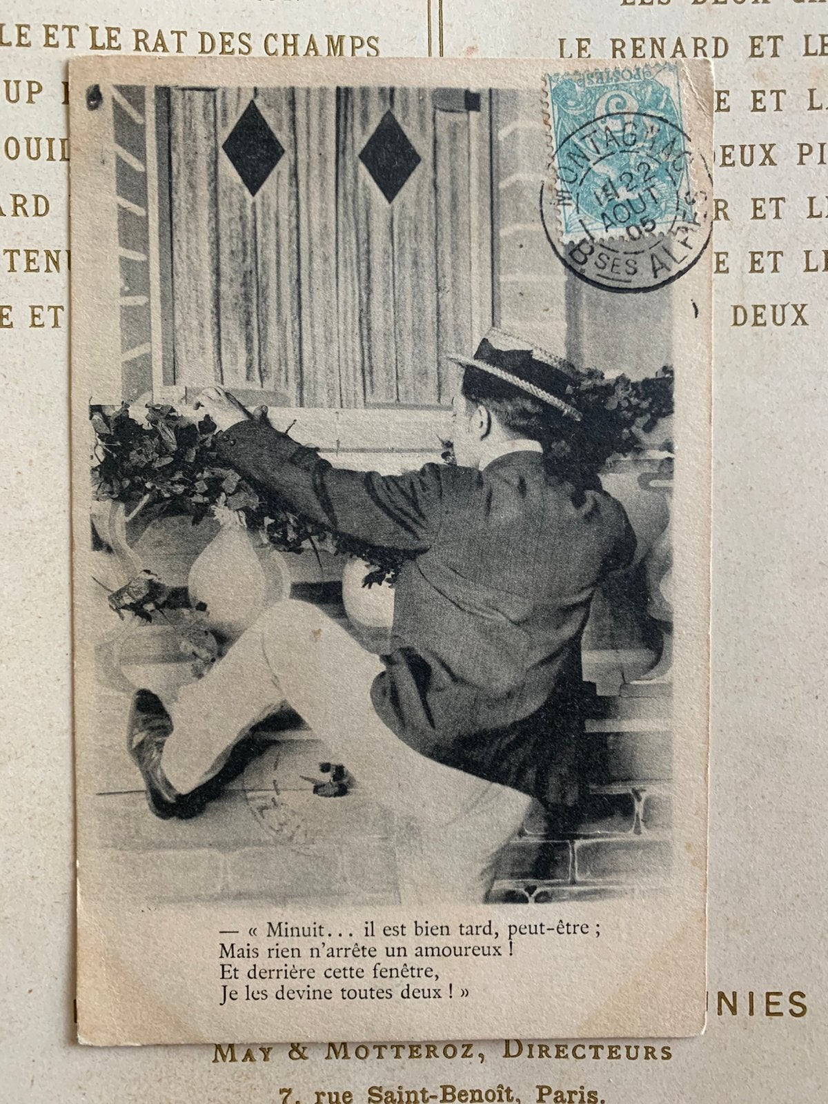 1905 Man wil door raam klimmen voor amoureus avontuur (RR), Ophalen of Verzenden, Voor 1920, Gelopen, Overige thema's