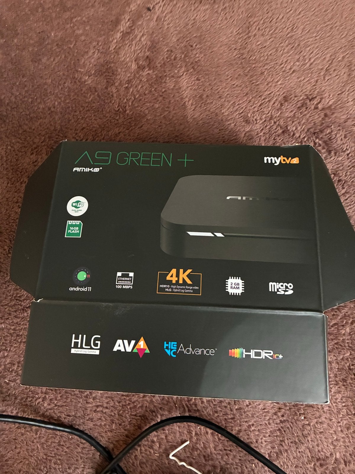 Amiko A9 Green+ TV Box - Android 11, 4K, 2GB RAM, Audio, Tv en Foto, Ophalen of Verzenden, Gebruikt, HDMI, Zonder harde schijf