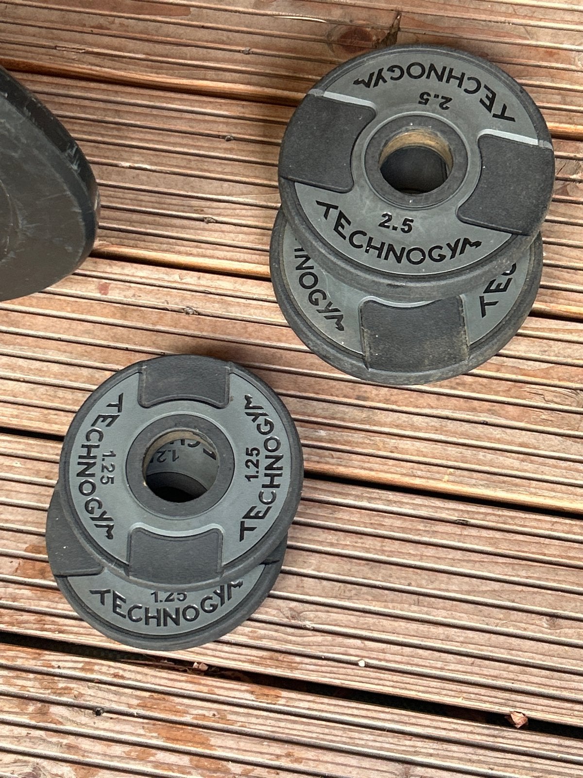 Technogym Halterschijven - 2x 1.25kg en 2x 2.5kg, Sport en Fitness, Ophalen of Verzenden, Gebruikt, Armen, Halterschijven