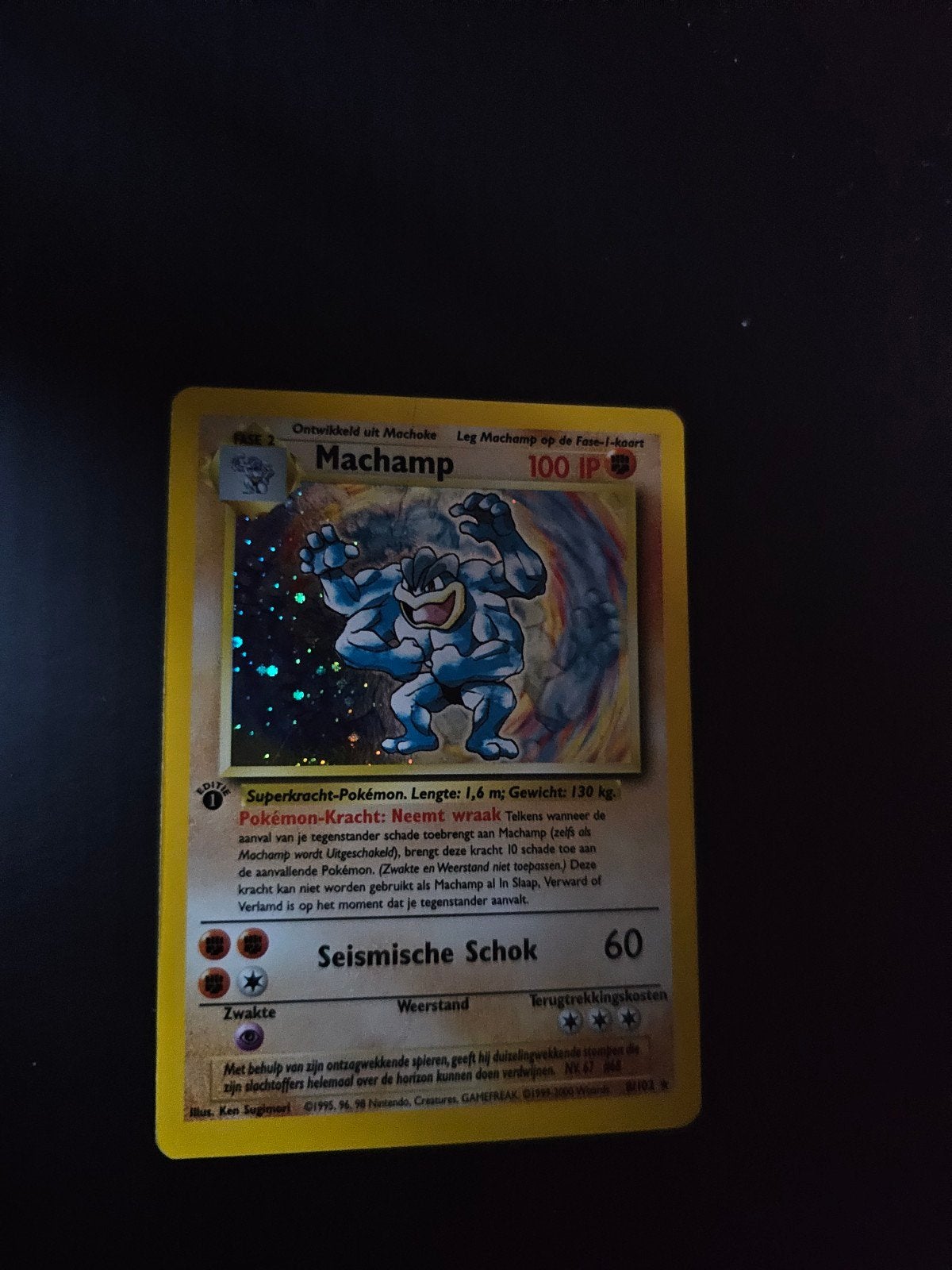 Vintage Pokémon holo machamp kaart 8/102, Ophalen of Verzenden, Zo goed als nieuw