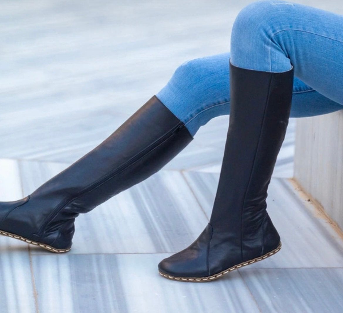 Barefoot laarzen maat 38/39, Ophalen of Verzenden, Zo goed als nieuw, Zwart, Hoge laarzen