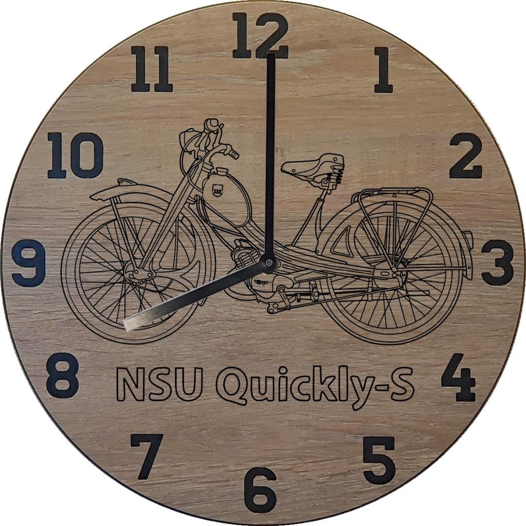 themaklok met een NSU Quickly-s brommer als thema, Ophalen of Verzenden, Nieuw, Wandklok