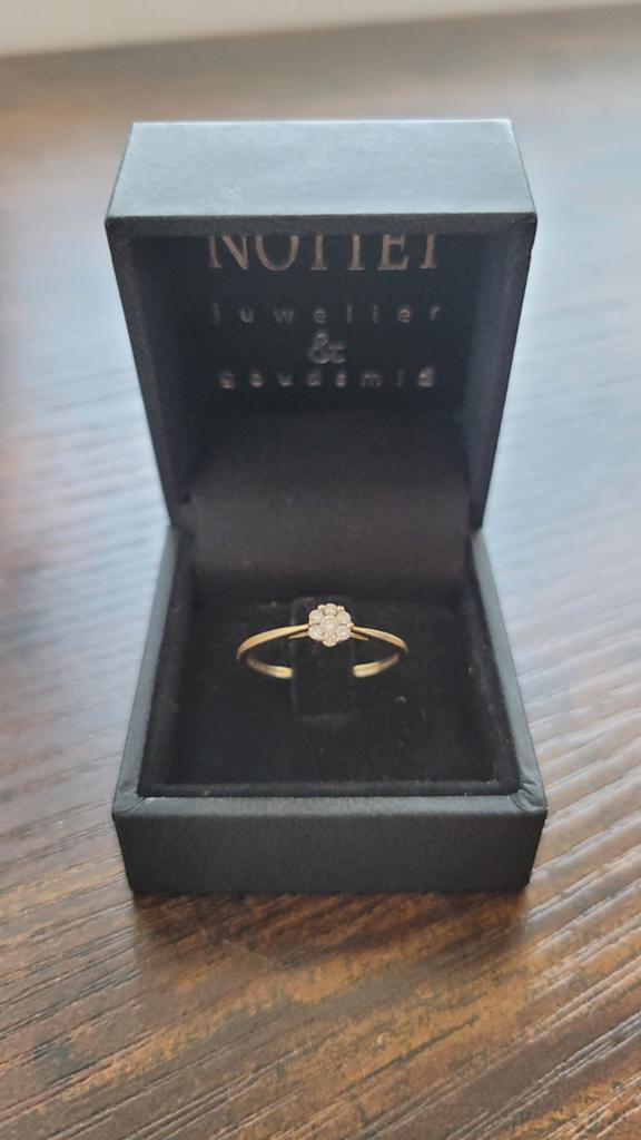 Blush gouden ring met diamantjes, Ophalen of Verzenden, Zo goed als nieuw, 17 tot 18, Met edelsteen