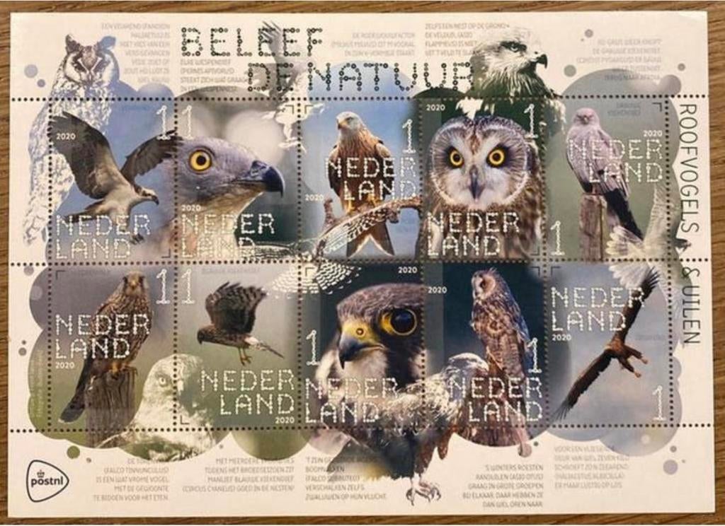 Postzegels pf. Beleef de natuur. Roofvogels en Uilen, Postzegels en Munten, Postzegels | Nederland, Ophalen of Verzenden, Na 1940