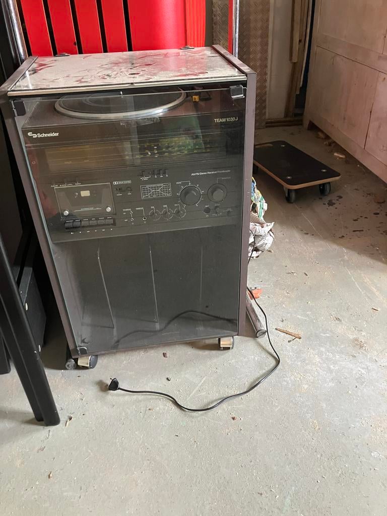 Jaren '80 Schneider Team 329 Deluxe stereo met platenspeler, Gebruikt, Cassettedeck, Losse componenten, Ophalen