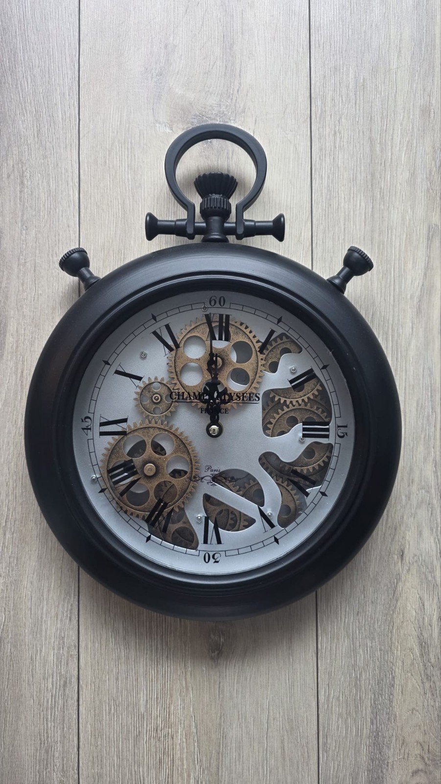 Industriële wandklok, Ophalen, Zichtbaar uurwerk, Analoog, Industrieel