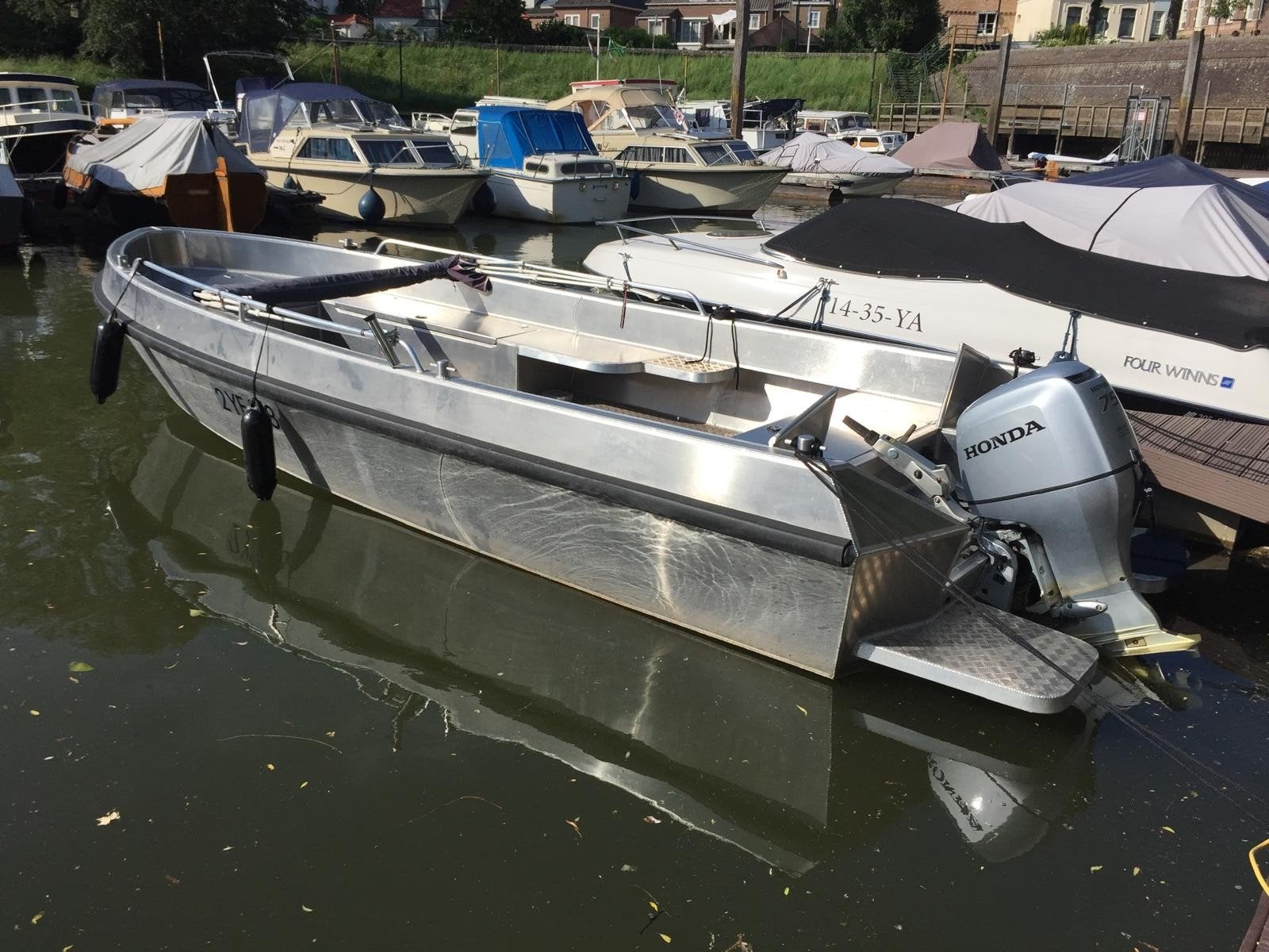 Aluship 7meter met Honda motor 75pk, Watersport en Boten, Buitenboordmotor, Aluminium, Sloep, Zo goed als nieuw