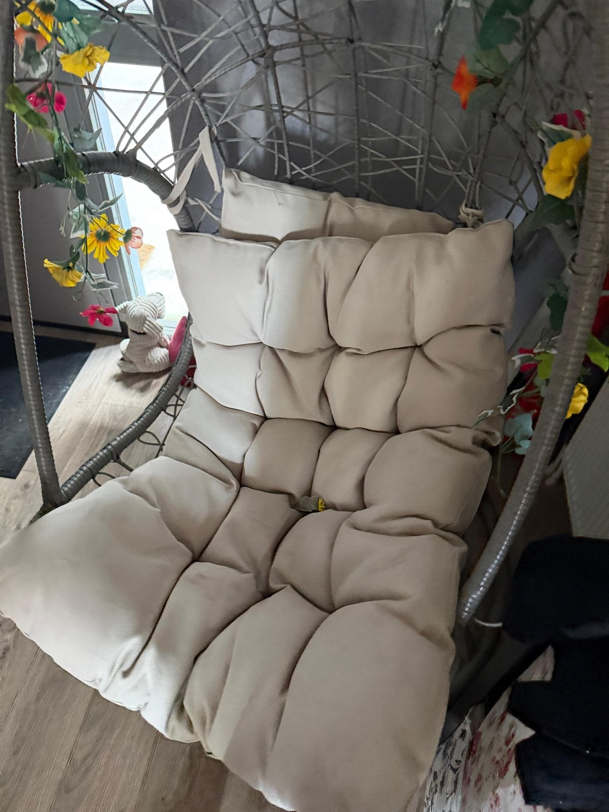 Comfortabele hangstoel met kussens, Ophalen, Gebruikt, Metaal, Eén