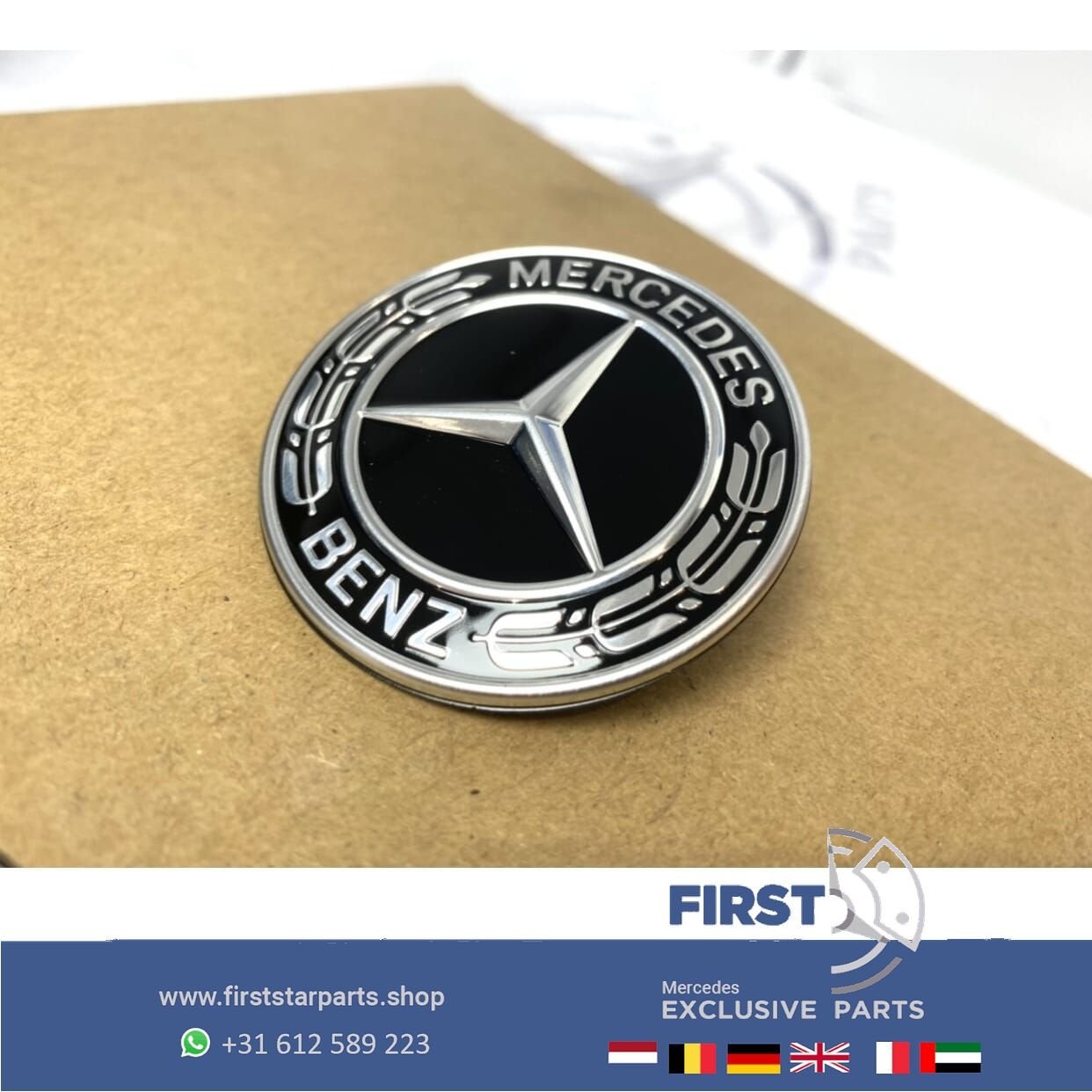 MERCEDES VOORBUMPER LOGO ZWART AMG BUMPER EMBLEEM LOGO A B C, Gebruikt, -, Ophalen of Verzenden, -