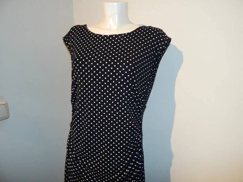 Marccain zwarte jurk fijne witte stippeltjes polkadot smock6, Kleding | Dames, Verzenden, Zwart, Maat 42/44 (L), Zo goed als nieuw