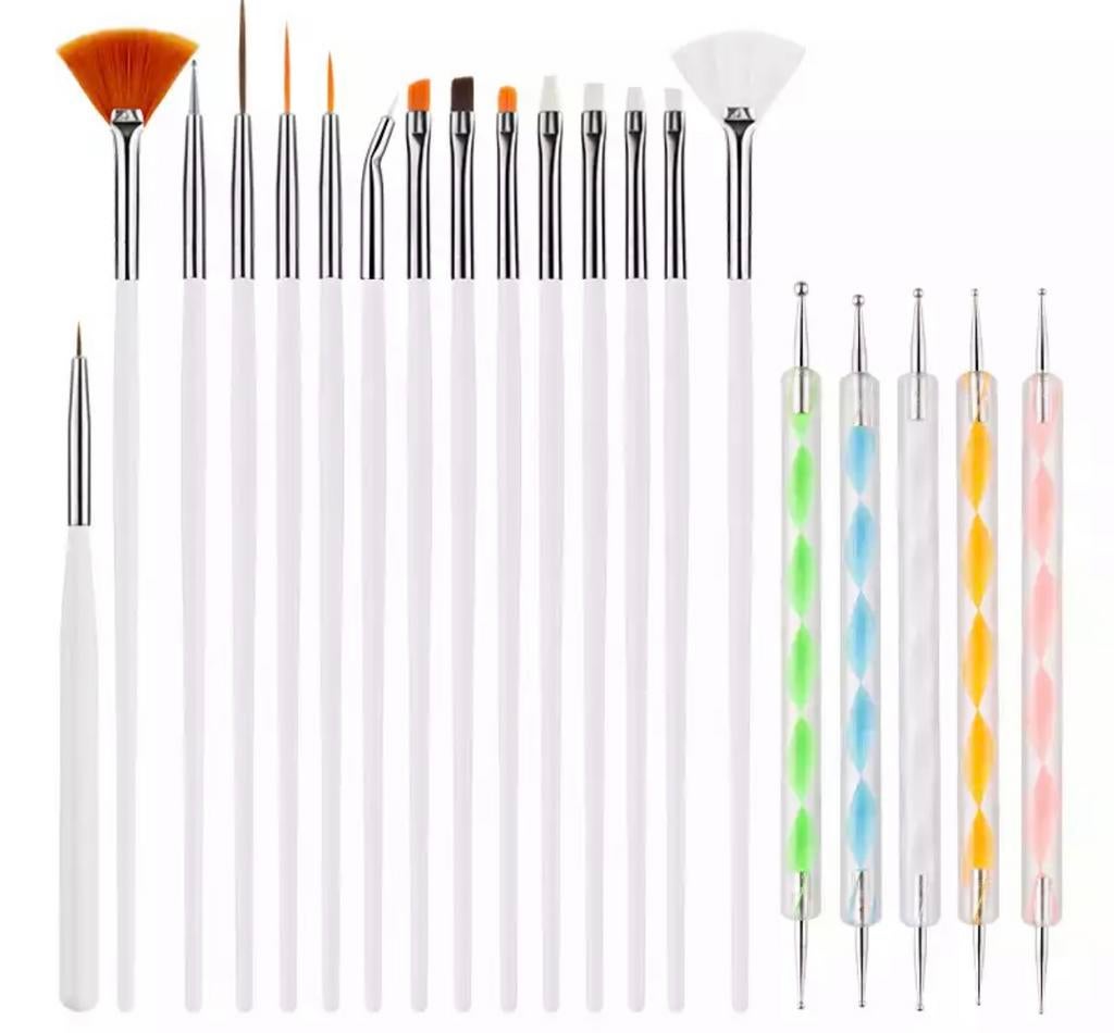 15 stuks NailArt Penselen + 5 stuks Pen. Alles 20% korting, Ogen, Blauw, ., Nieuw