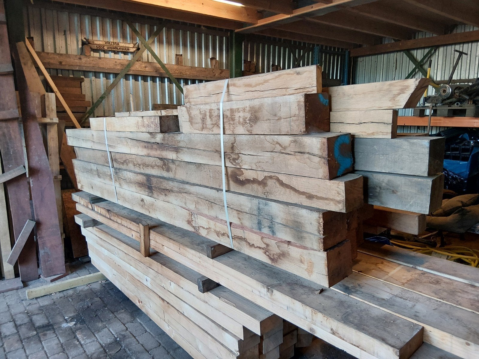 Robuuste eiken balken voor diverse projecten, Doe-het-zelf en Verbouw, Hout en Planken, Ophalen, Gebruikt, Eiken, Balk