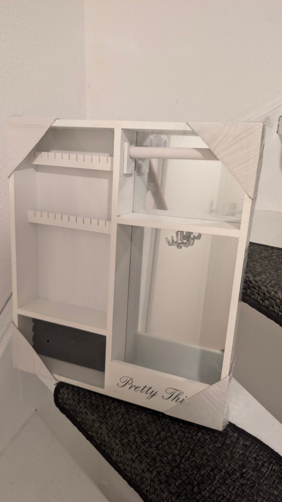 Witte sieradenkastje met spiegel - Nieuw in verpakking, Ophalen, Hout, Nieuw, Modern