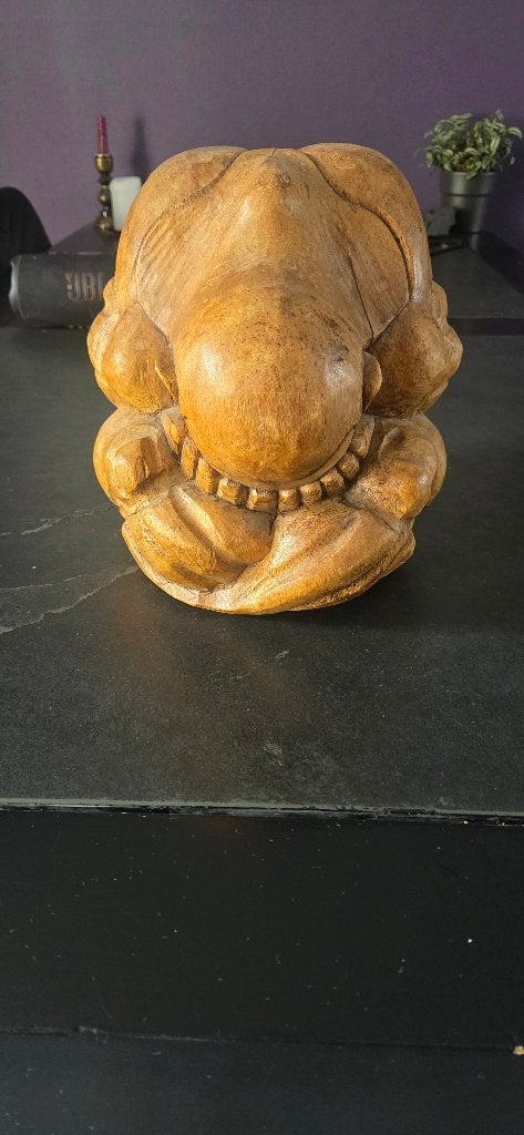 Boeddha, Ophalen, Hout, Bruin, 30 cm