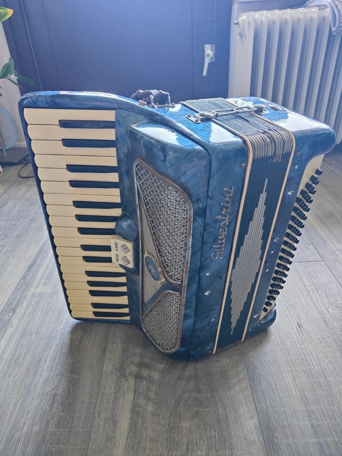 Vintage Silvestrini Toetsaccordeon - Blauw, Muziek en Instrumenten, Gebruikt, Overige formaten, Toetsaccordeon, Ophalen