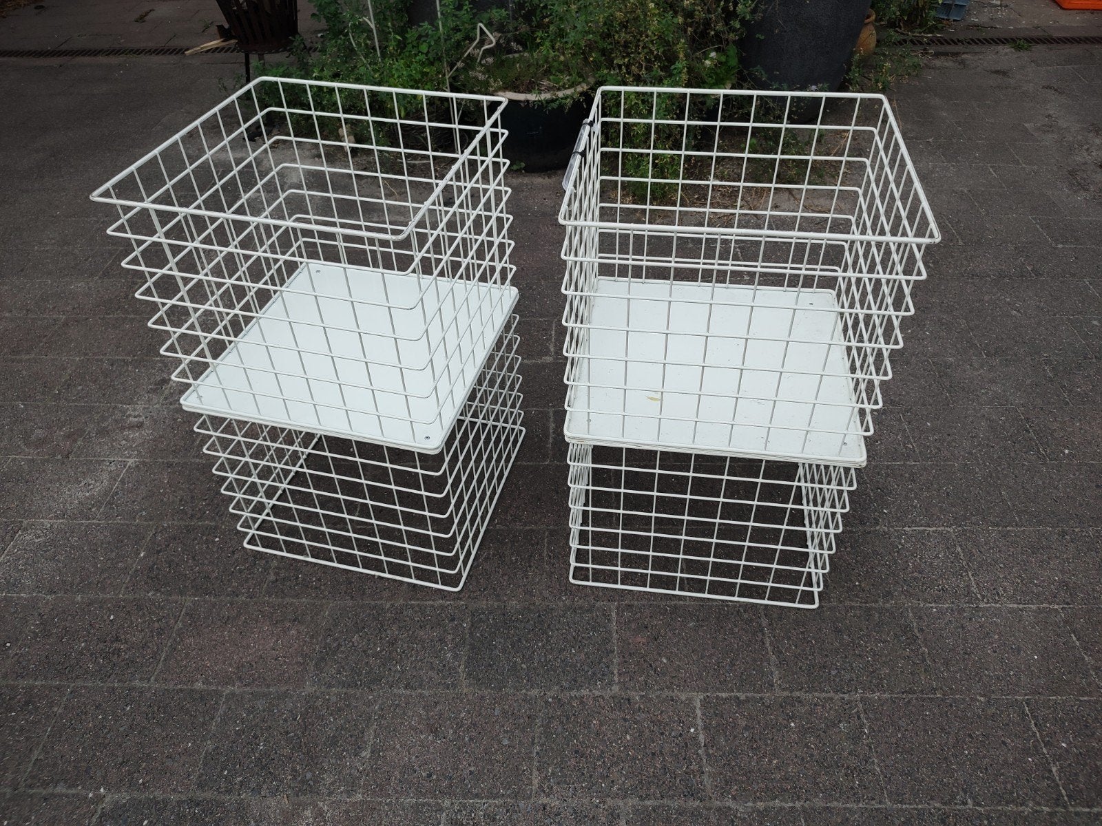 Set van 2 Witte Draadmanden, opbergmanden, Ophalen, Gebruikt, Vierkant