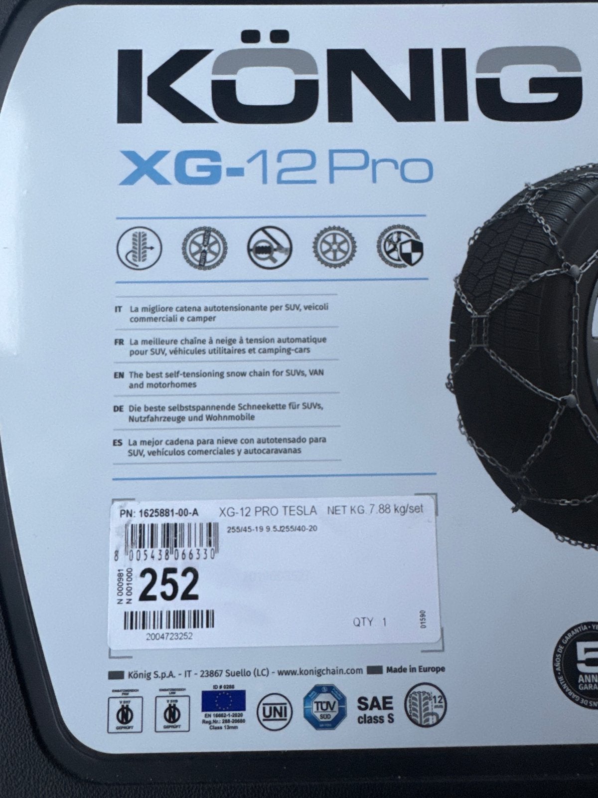 Foto 4 van König XG-12 Pro 252 Sneeuwkettingen - Tesla model y