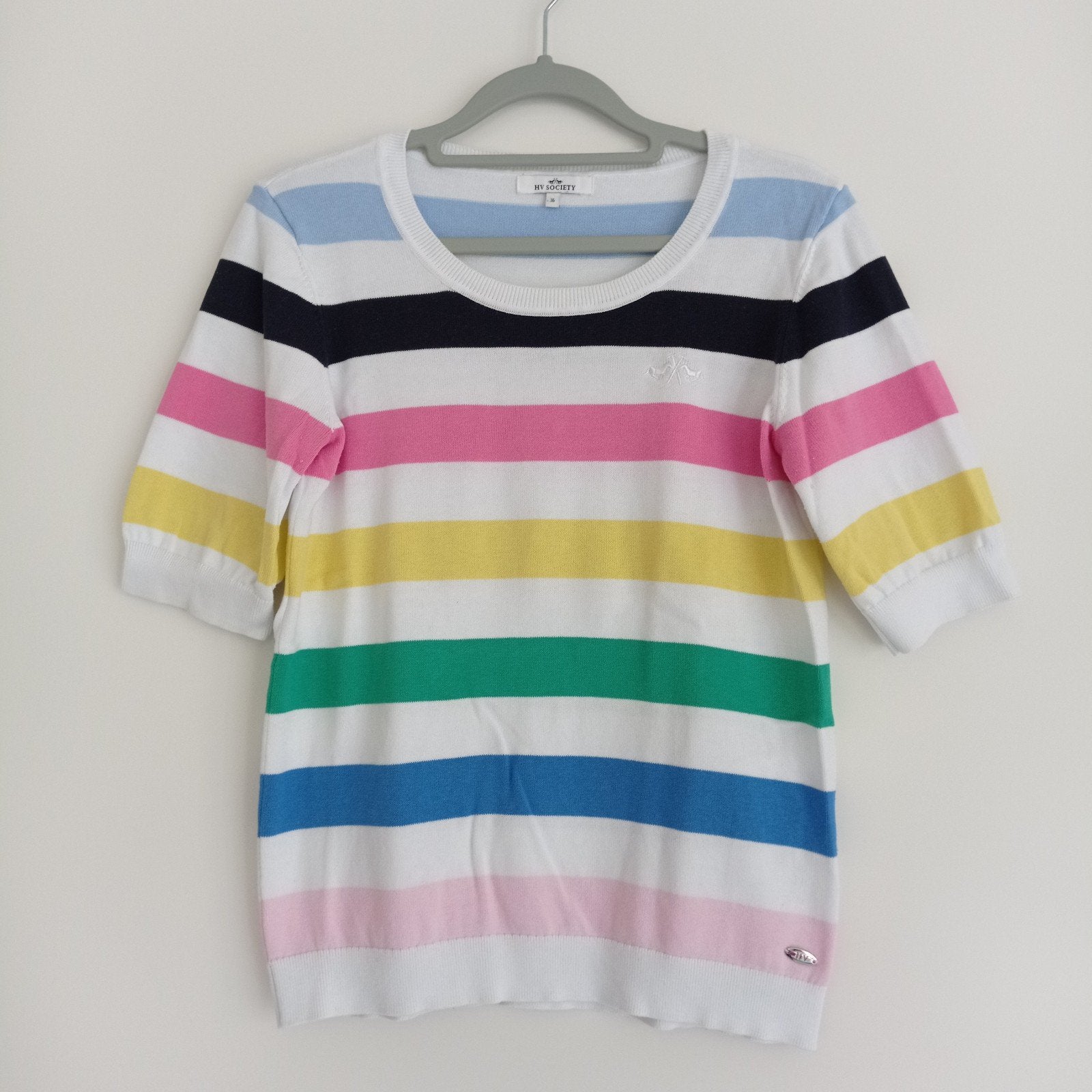 HV Society fijn gebreid shirt gestreept maat 36, Kleding | Dames, T-shirts, Meerkleurig, HV Society, Ophalen of Verzenden, Korte mouw