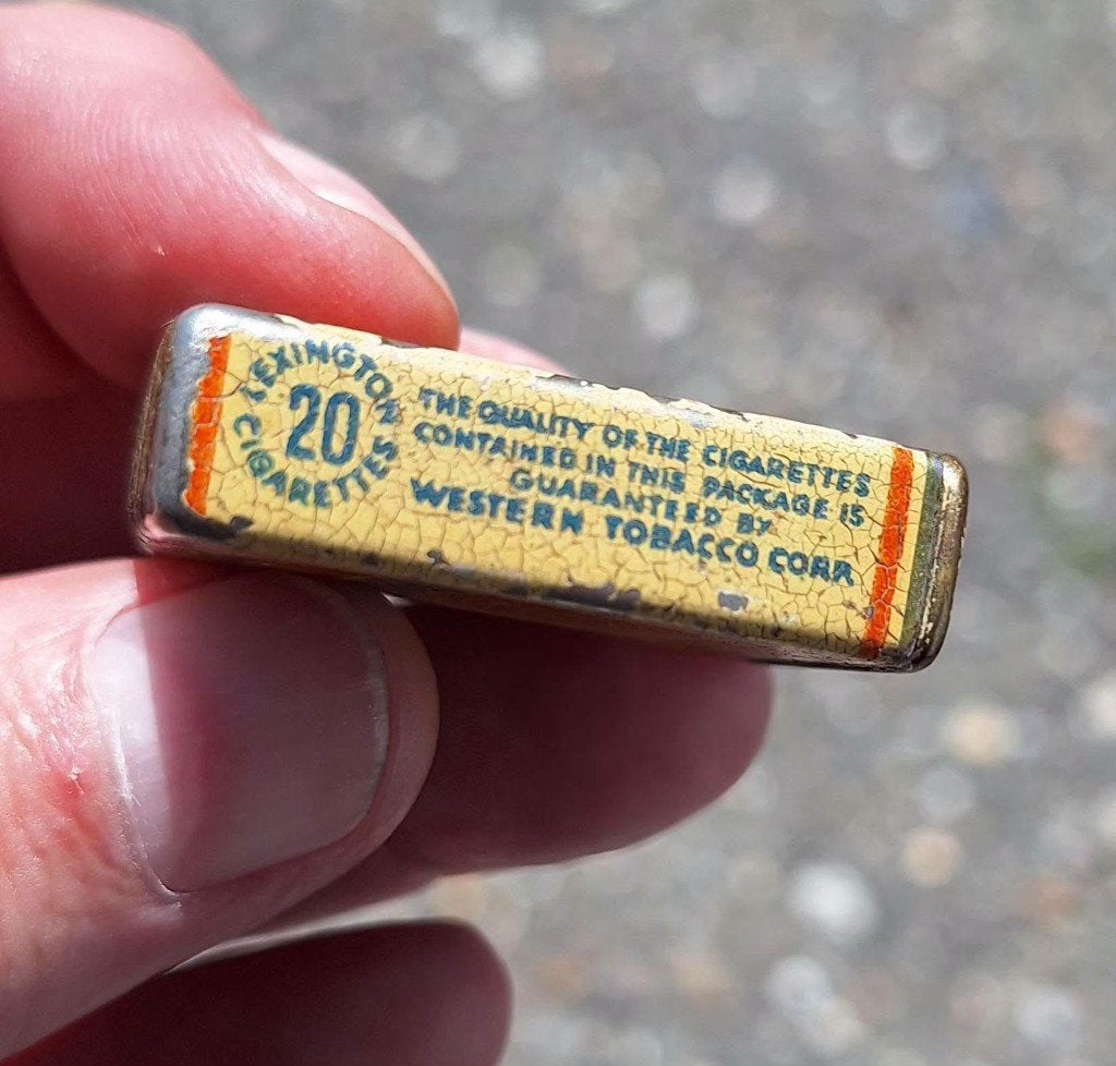 Zeldzame vintage benzine mini aansteker Lexington sigaretten, Gebruikt, ., Ophalen of Verzenden, .