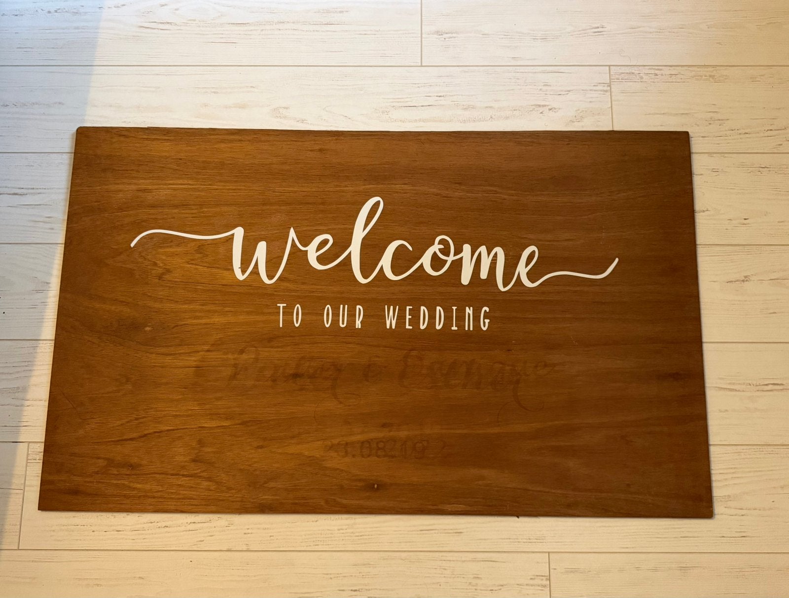 Welcome to our Wedding welkomst bord 1m b en 60,5 cm h, Ophalen, Versiering, Geboorte of Huwelijk