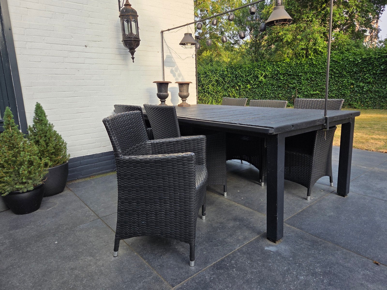 Tuinset 220x140cm met 6 stoelen, Gebruikt, 6 zitplaatsen, Ophalen of Verzenden, Wicker