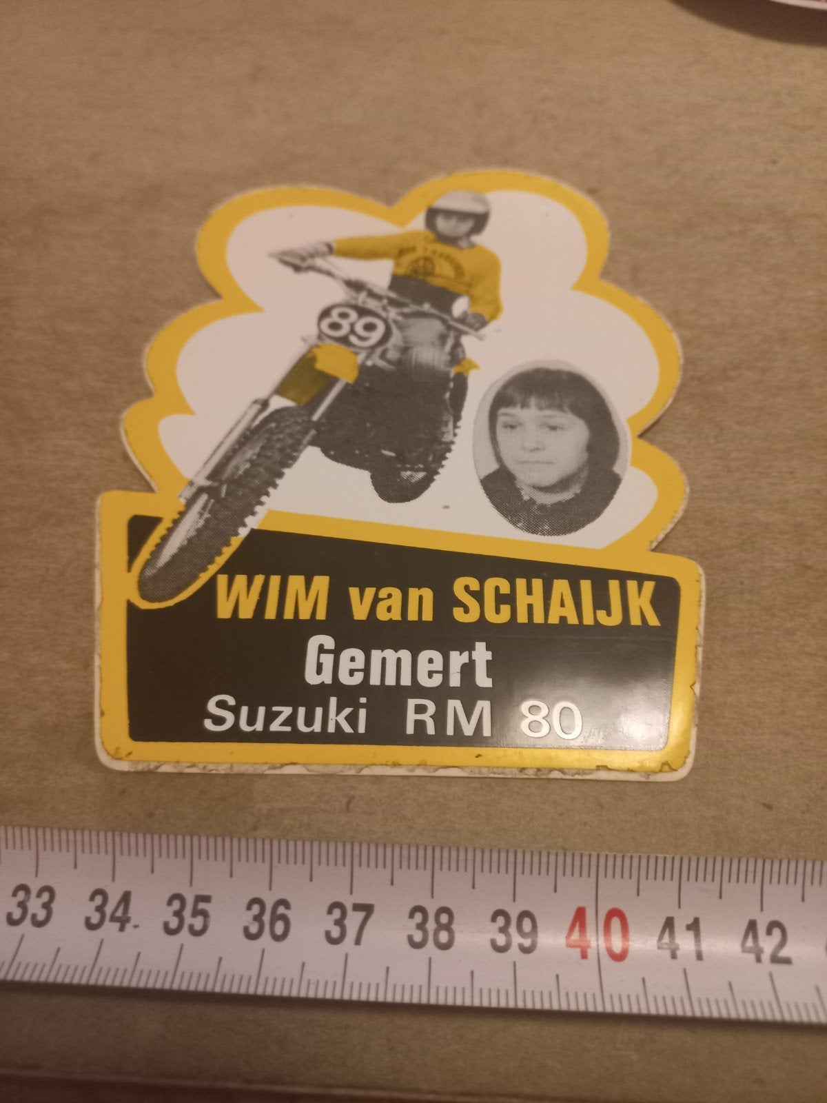 Vintage Sticker Wim van Schaijk Suzuki RM 80, Ophalen of Verzenden, Gebruikt