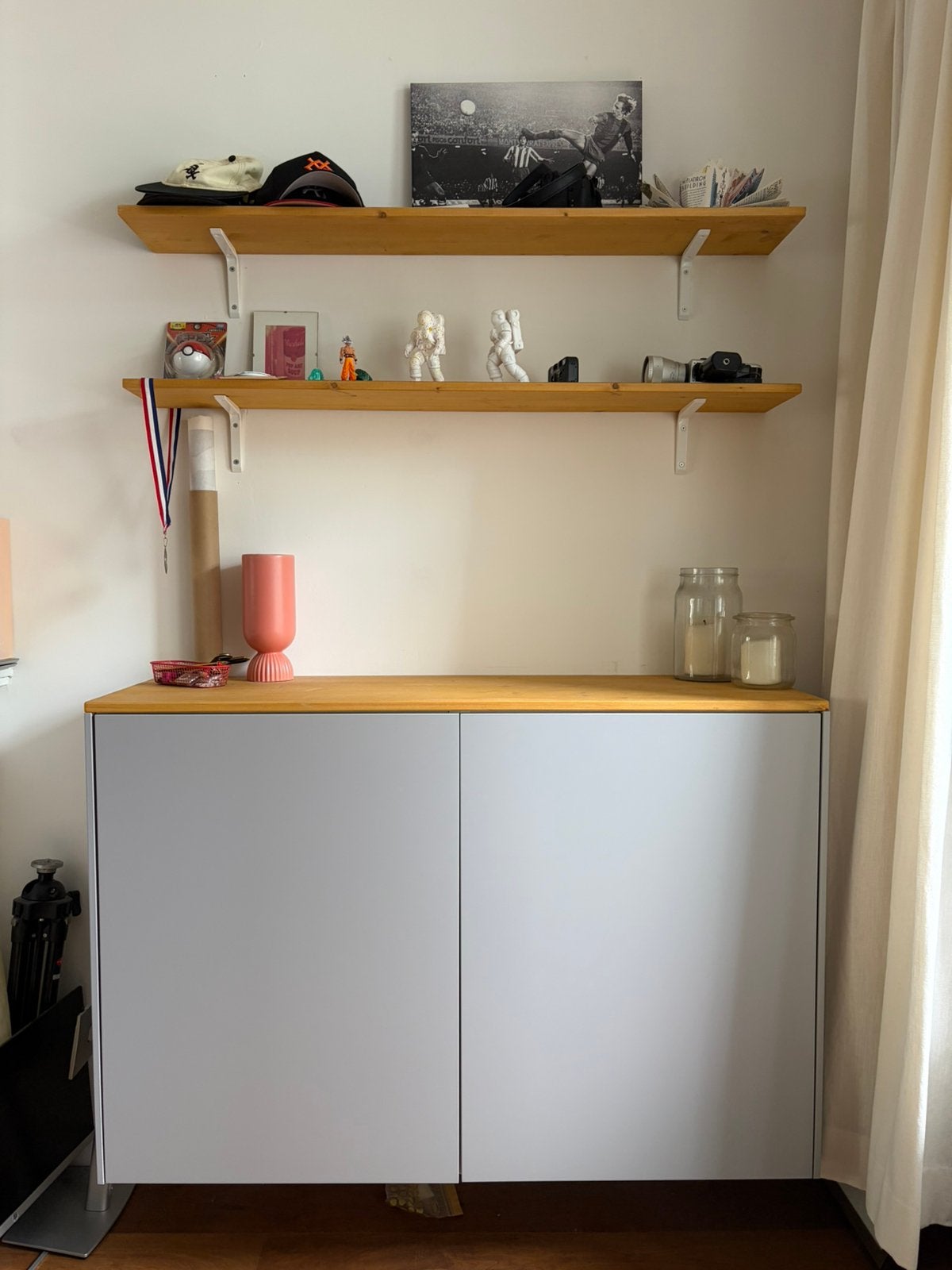 Zwevend dressoir met houten blad en evt. planken, Ophalen, Zo goed als nieuw, Minder dan 150 cm, Minder dan 100 cm