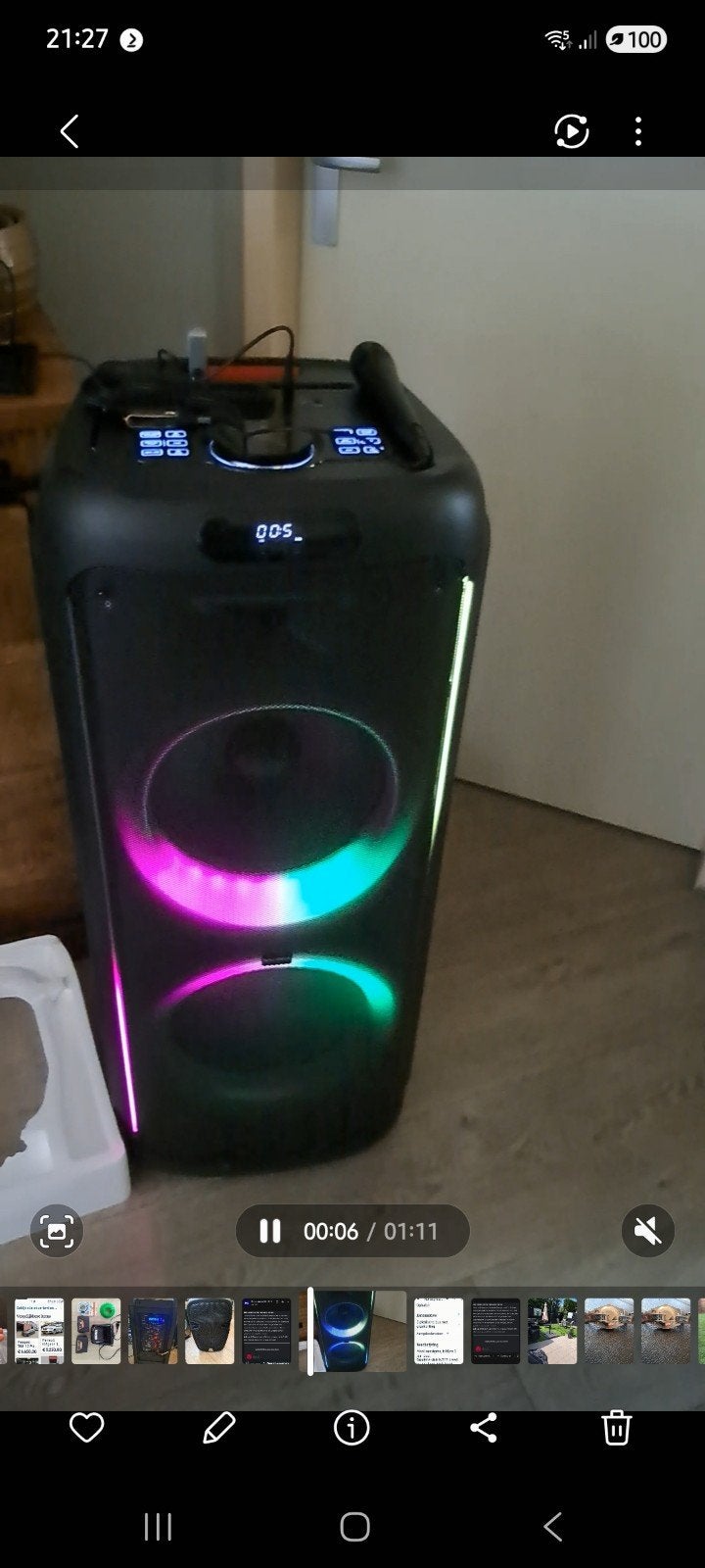 Krachtige Party Speaker met Lichteffecten en Microfoon, Ophalen of Verzenden