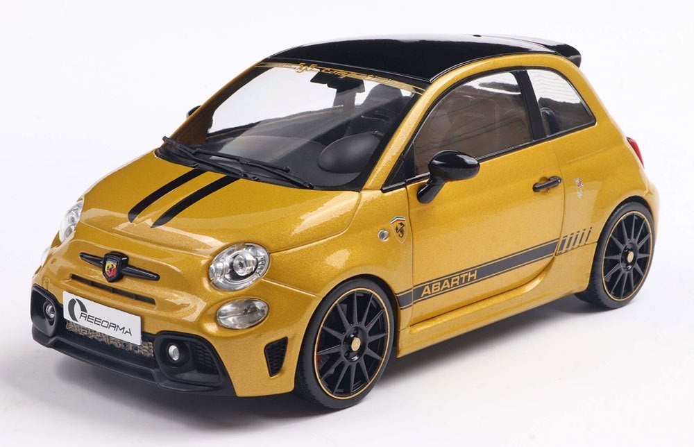 Fiat F595 Abarth 2024 Geel Metallic / Zwart 1-18 Solido, Solido, Auto, Solido, Nieuw