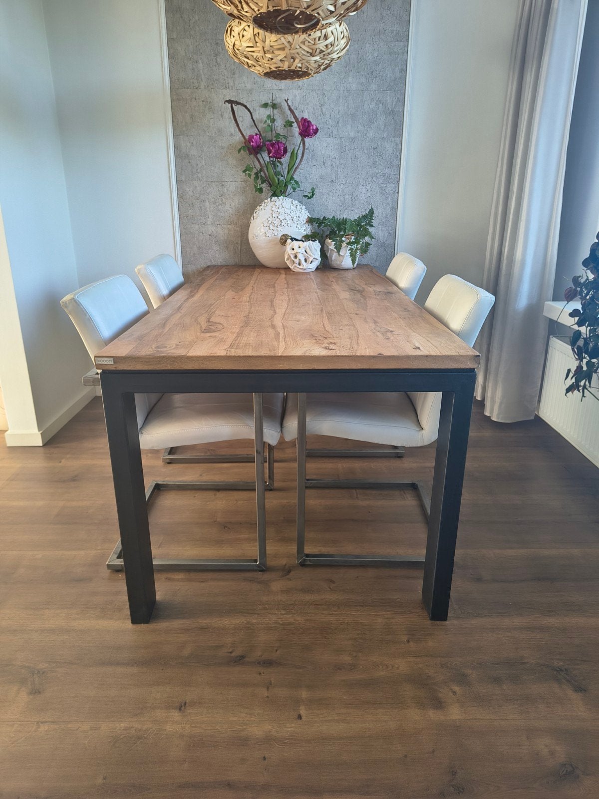 Eettafel 90x190 cm met 4 stoelen, Huis en Inrichting, Tafels | Eettafels, Overige houtsoorten, Gebruikt, 150 tot 200 cm, Vier personen