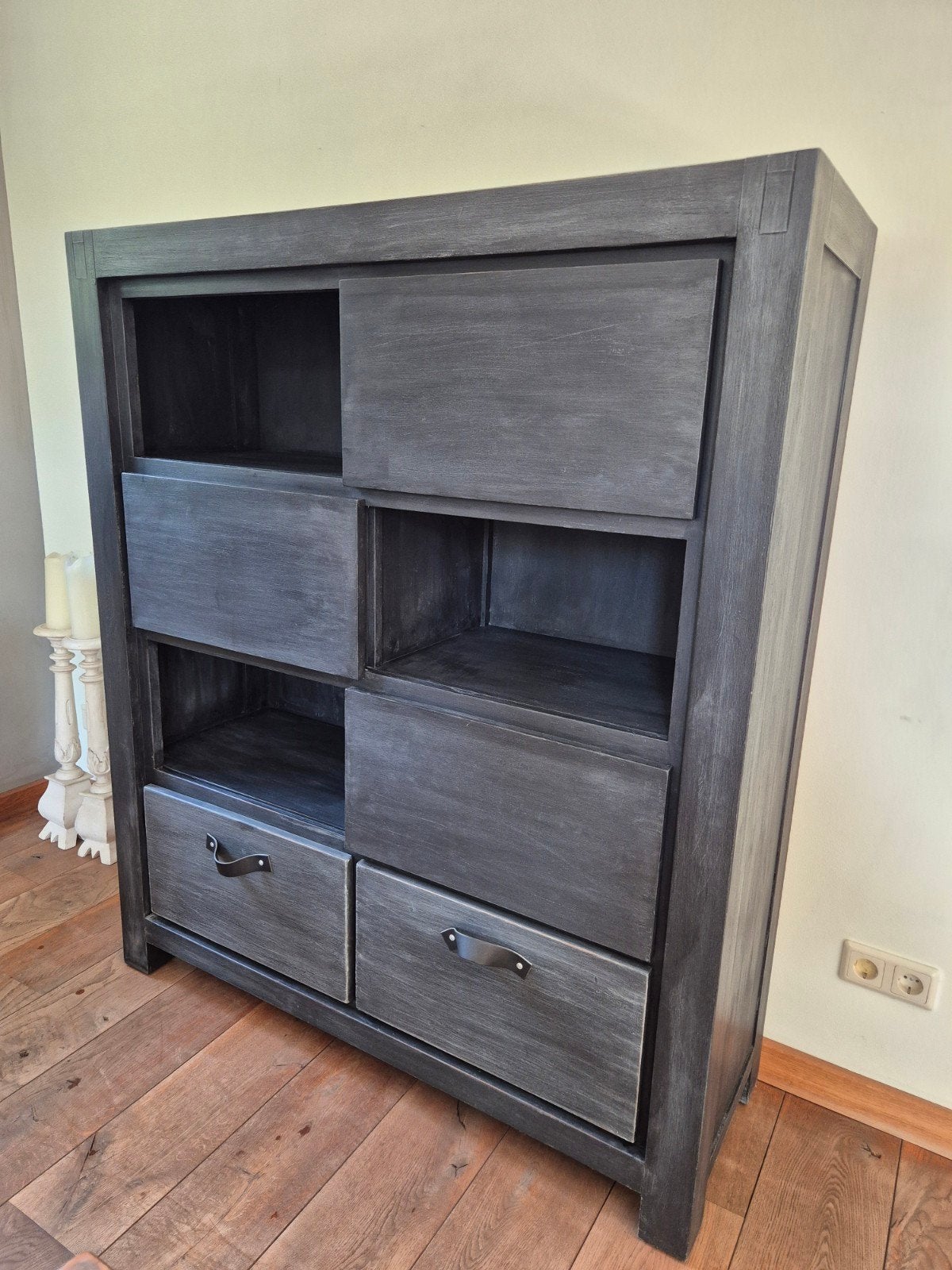 Kast met 2 diepe lades hoogte 153 cm., Ophalen, Met plank(en), 100 tot 150 cm, 50 tot 100 cm
