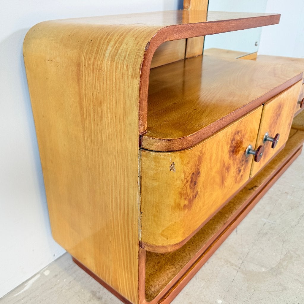 Unieke Halabala-stijl Art Deco kaptafel met bakeliet grepen, Huis en Inrichting, Tafels | Kaptafels, Gebruikt, 100 tot 150 cm
