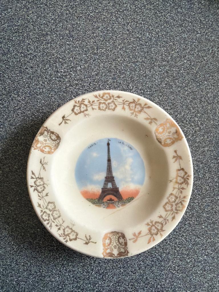 Vintage asbak met Eiffeltoren - G.L. Limoges France, Ophalen of Verzenden