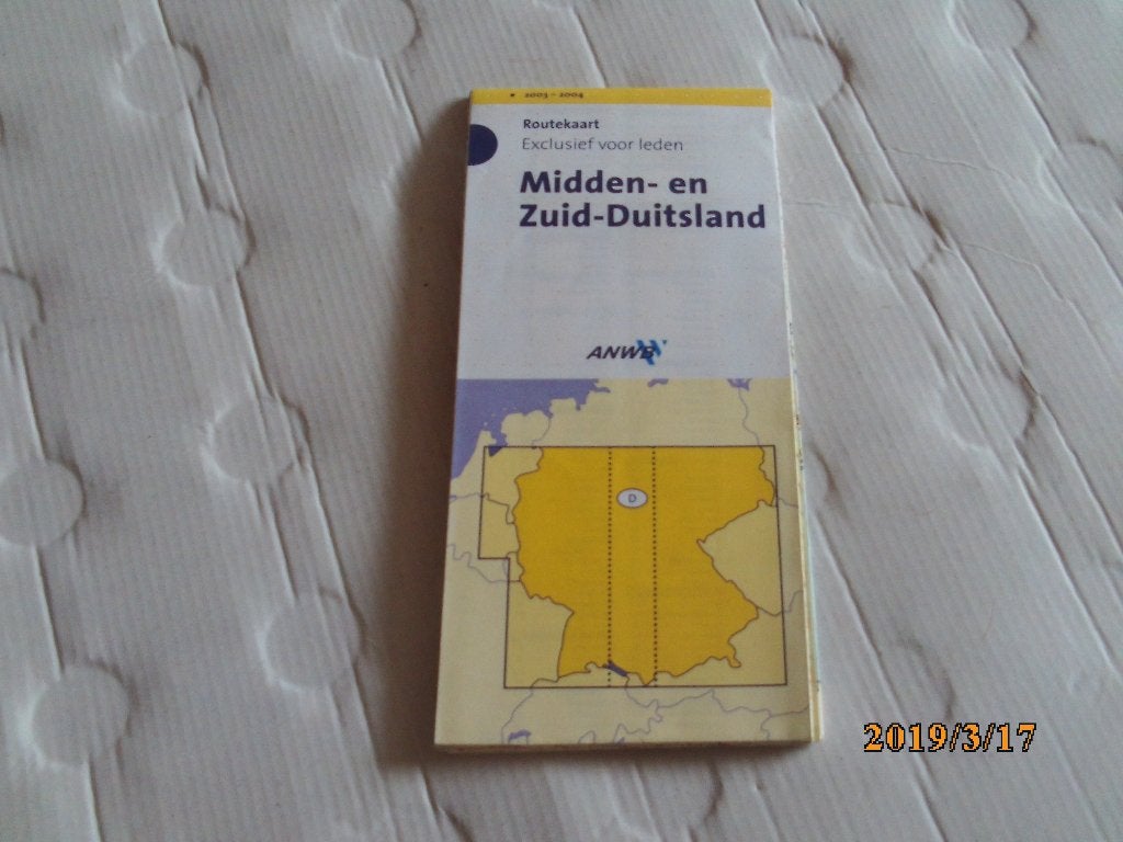 anwb routekaart midden- en zuid-duitsland, Gelezen, Ophalen of Verzenden, Landkaart, Duitsland