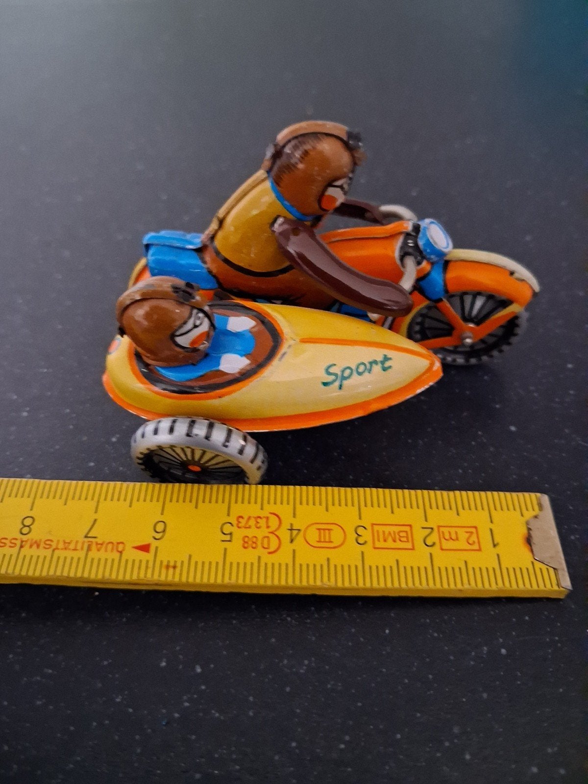 Vintage Blikken Motor met Zijspan - Speelgoed, Ophalen of Verzenden, Gebruikt
