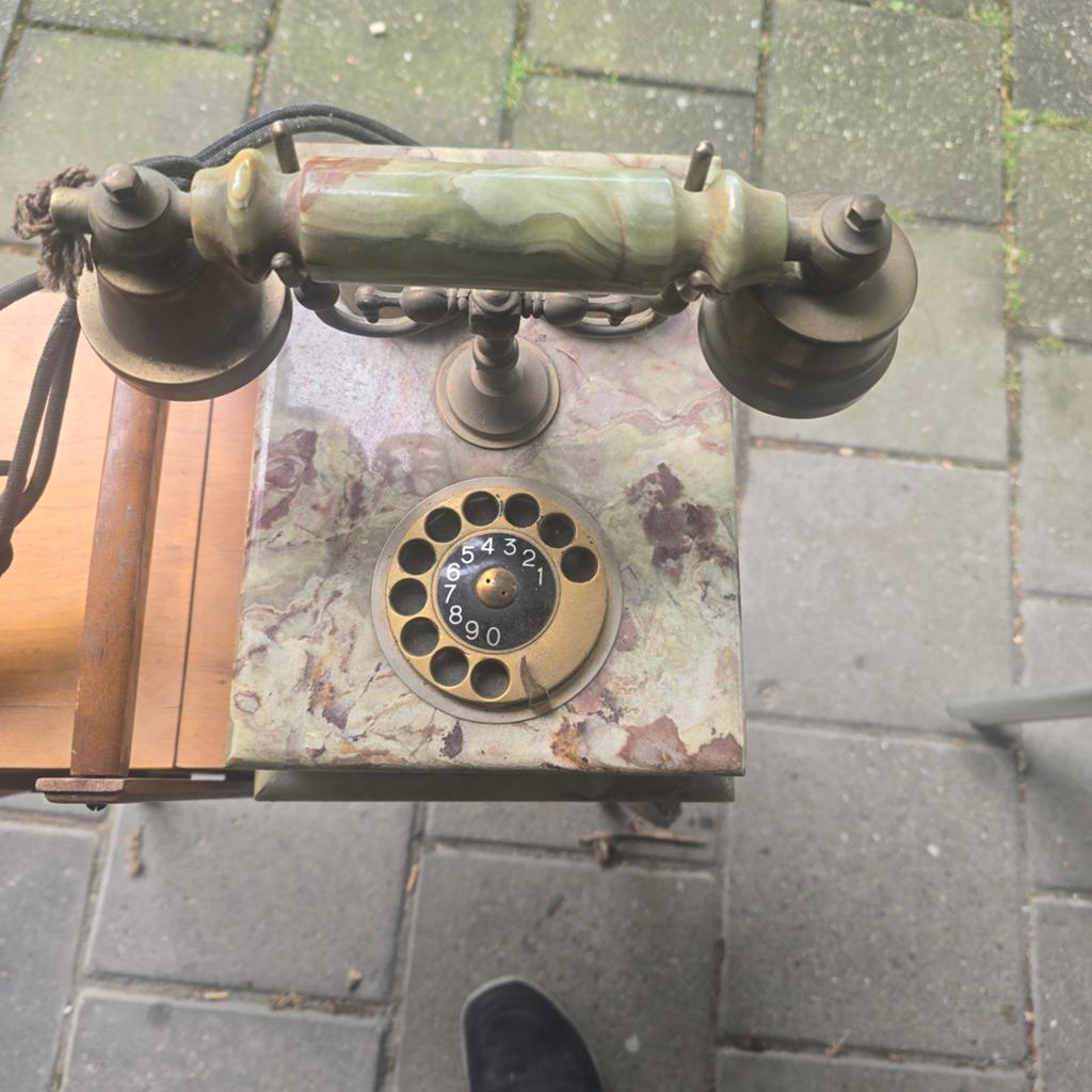 Antieke Telefoon met Marmer en Draaischijf, Ophalen of Verzenden