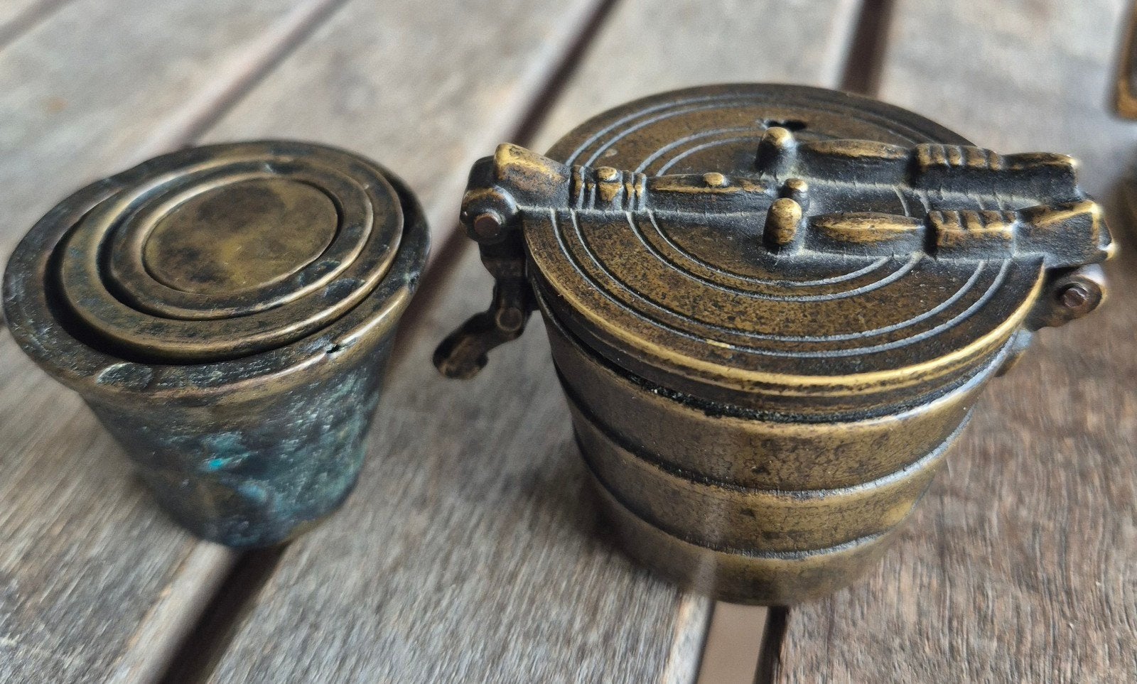 Antieke bronzen sluitgewicht, 5-delig, Ophalen of Verzenden