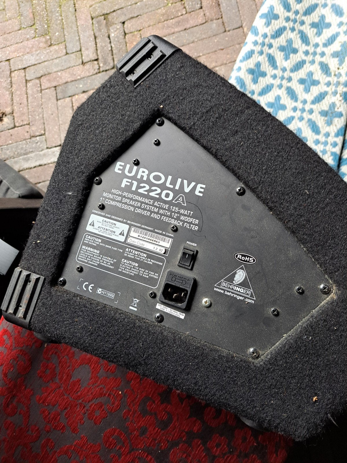 Behringer Eurolive F1220A Actieve Monitor Speaker 125W, Audio, Tv en Foto, Studiomonitor, Gebruikt, 120 tot 150 watt, Ophalen