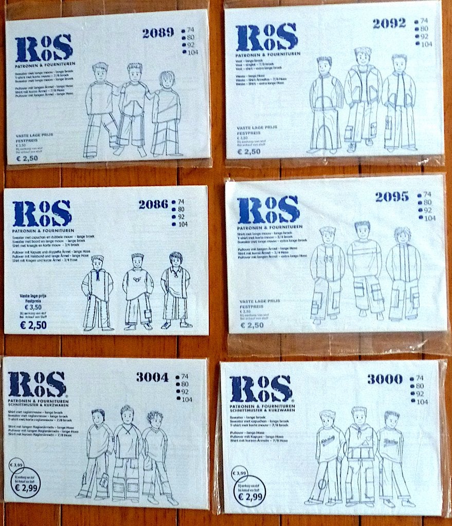 ROOS VOOR JONGENS  74-104 / 2089 2092 2086 2095 3004 3000, Hobby en Vrije tijd, Kledingpatronen, Overige typen, Kind, Verzenden