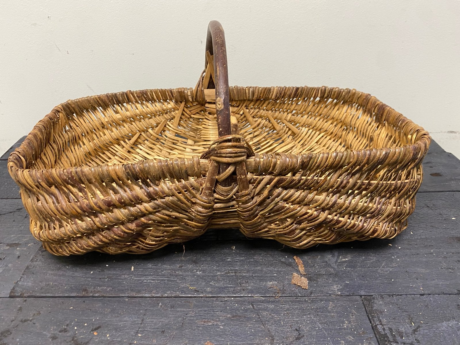 Oude franse rieten mand / panier / plukmand met handvat, Ophalen of Verzenden