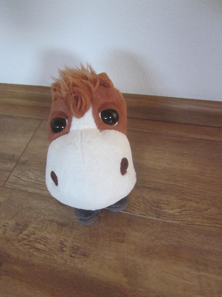 Big Headz TCC GLobal bruin/beige zacht pluche paard knuffel, Paard, Overige merken, Overige karakters, Nieuw