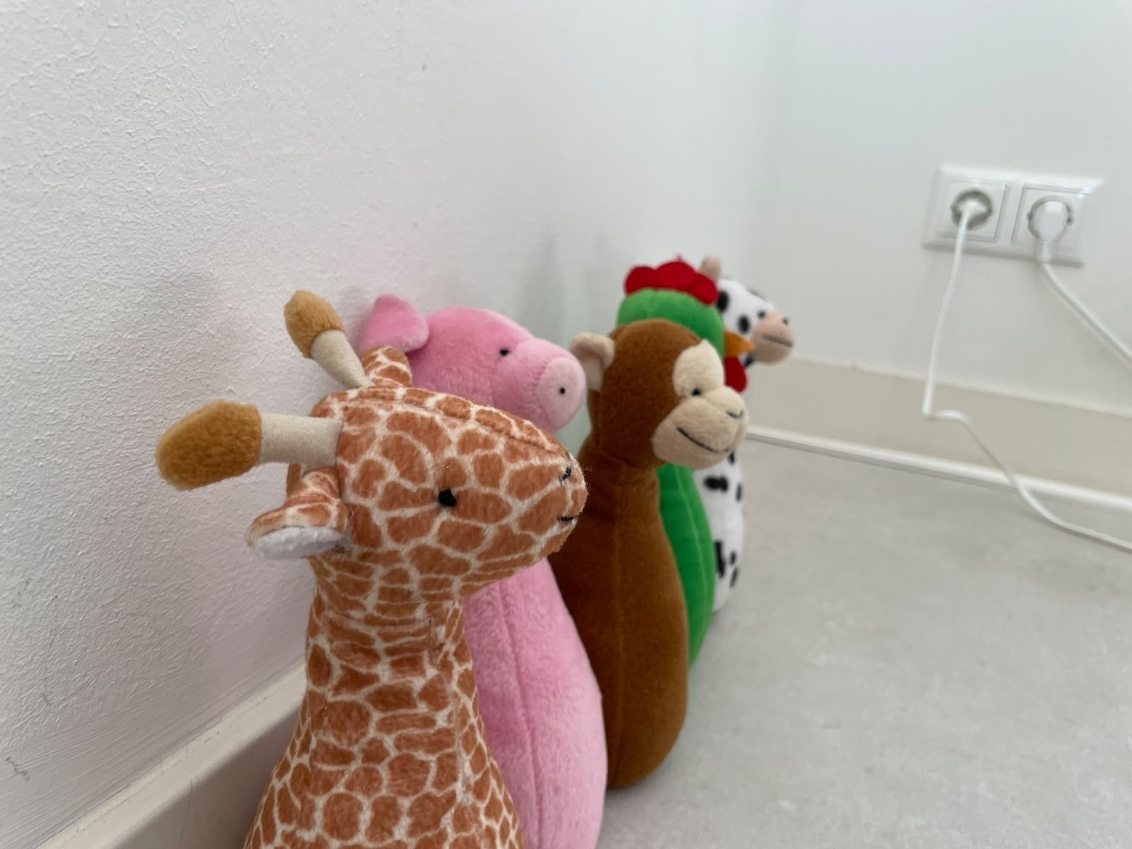 Leuke knuffel dieren set - Giraf, Varken, Aap, Kip, Koe, Overige typen, Ophalen of Verzenden, Zo goed als nieuw, Meerkleurig