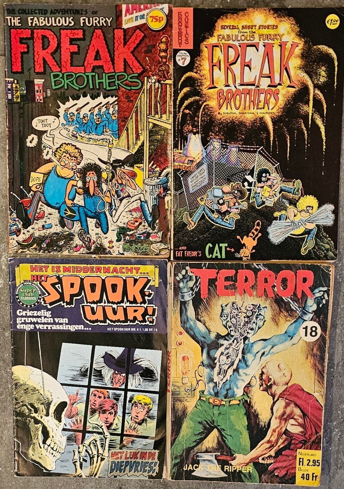horror stripboeken: Freak Brothers, Spookuur, Terror, Ophalen of Verzenden