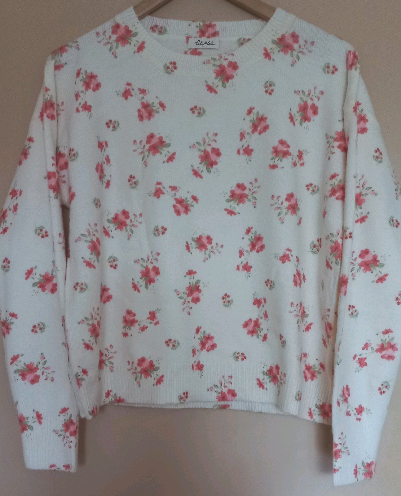 Lili & Lala Paris trui met bloemenprint – Maat One Size, Maat 38/40 (M), Beige, Ophalen of Verzenden, Zo goed als nieuw