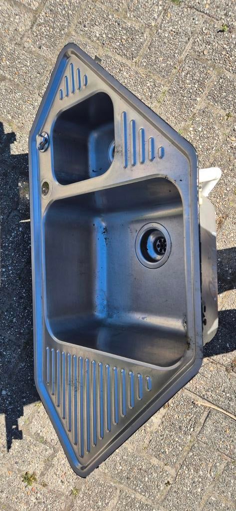 Te koop, nette RVS wasbak. Zonder kraan. Met sifon, Ophalen of Verzenden